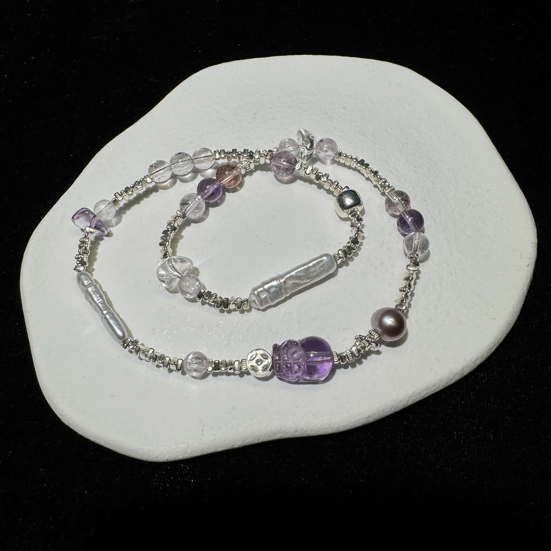 【满分】仙女超七(灰粉）水晶手串（天然珠宝多样性发其一）