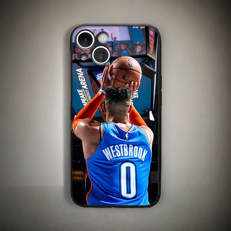 威少NBA球星手机壳 适用苹果15华为小米OPPOVIVO 全包硅胶玻璃壳