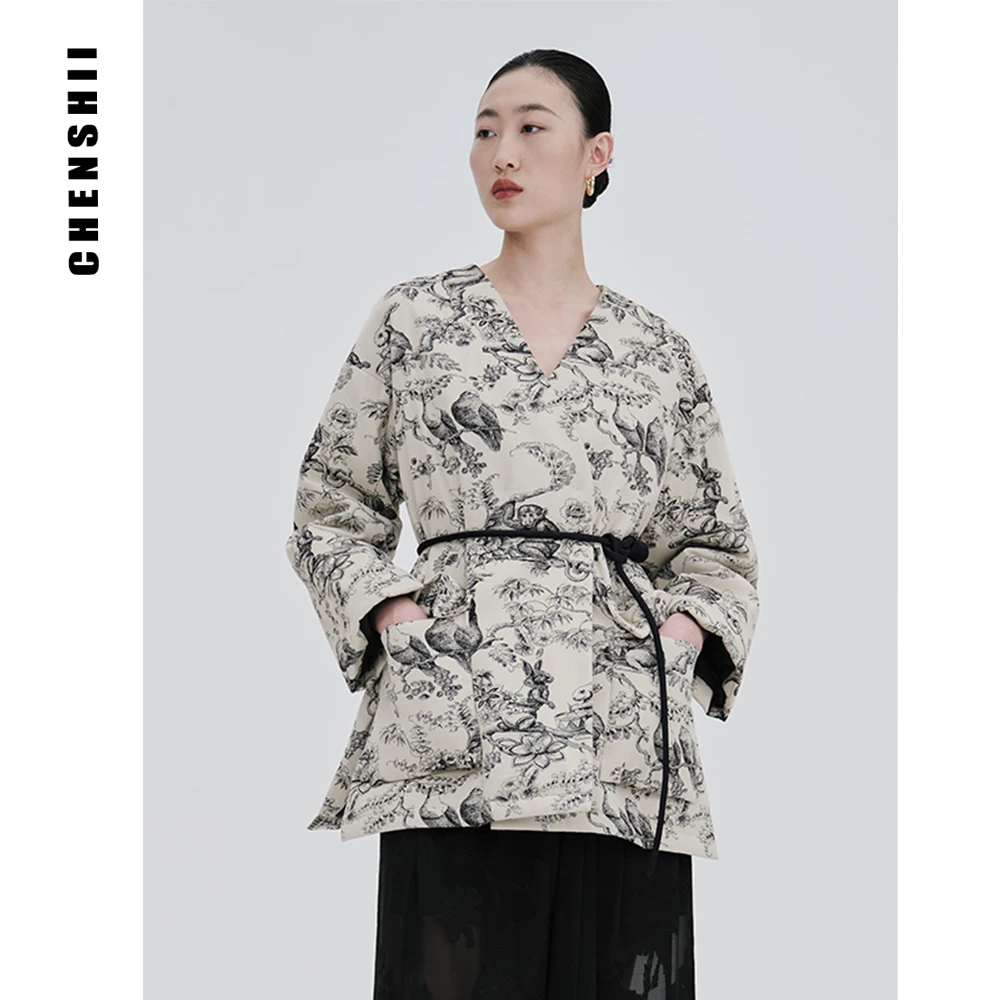 【CHENSHII辰时 】 动物园夹棉外套/含腰带 CS1T03Y122