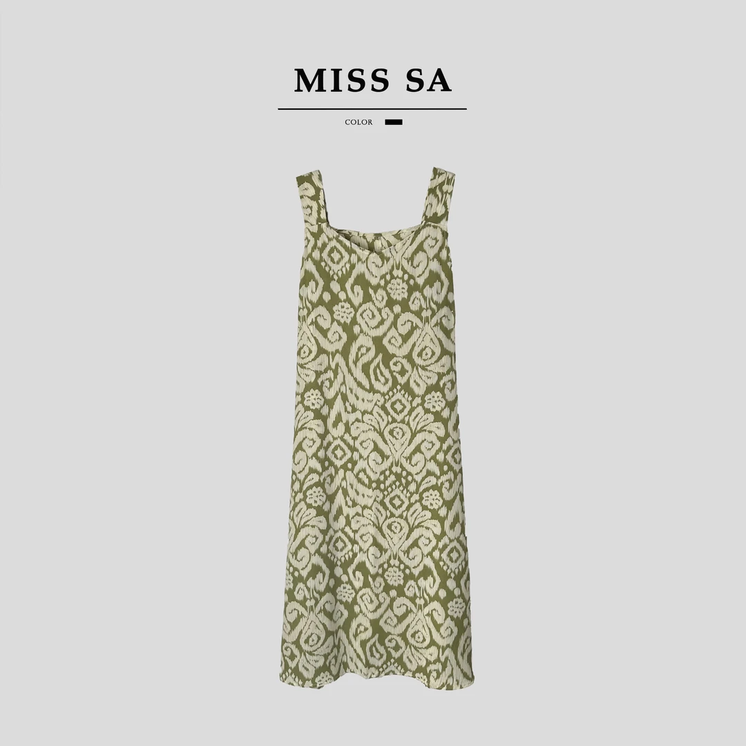 MISS SA 夏季气质时尚显瘦百搭印花吊带连衣裙 23068006