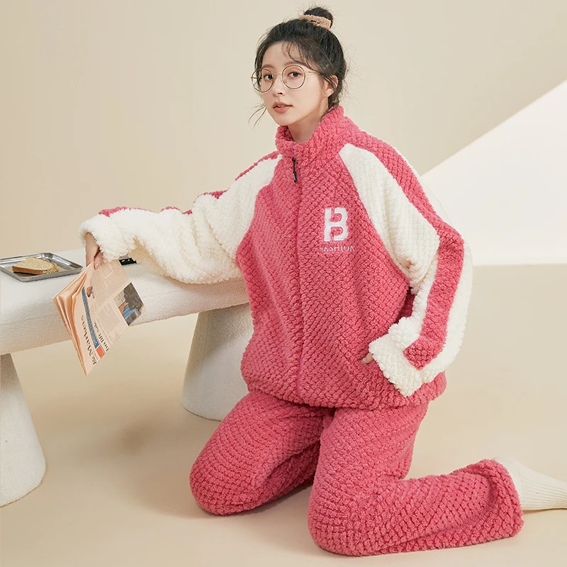 珊瑚绒睡衣冬季女款加绒加厚2025年新款秋冬款法兰绒家居服两件套