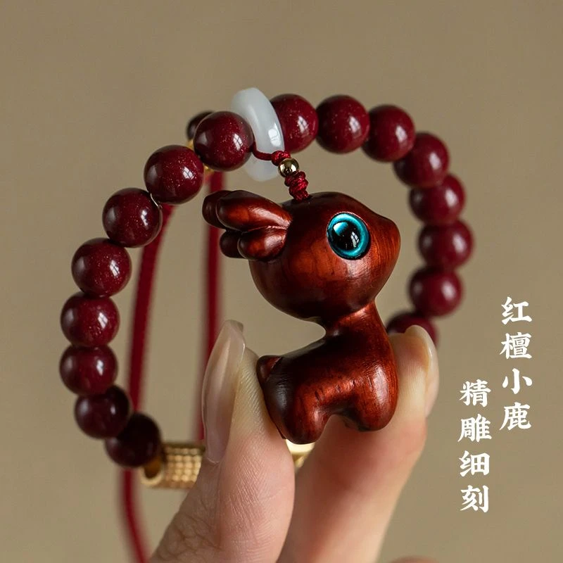 2024年新款男女通用天然朱砂平安小鹿汽车挂件吊坠本命年礼物饰品