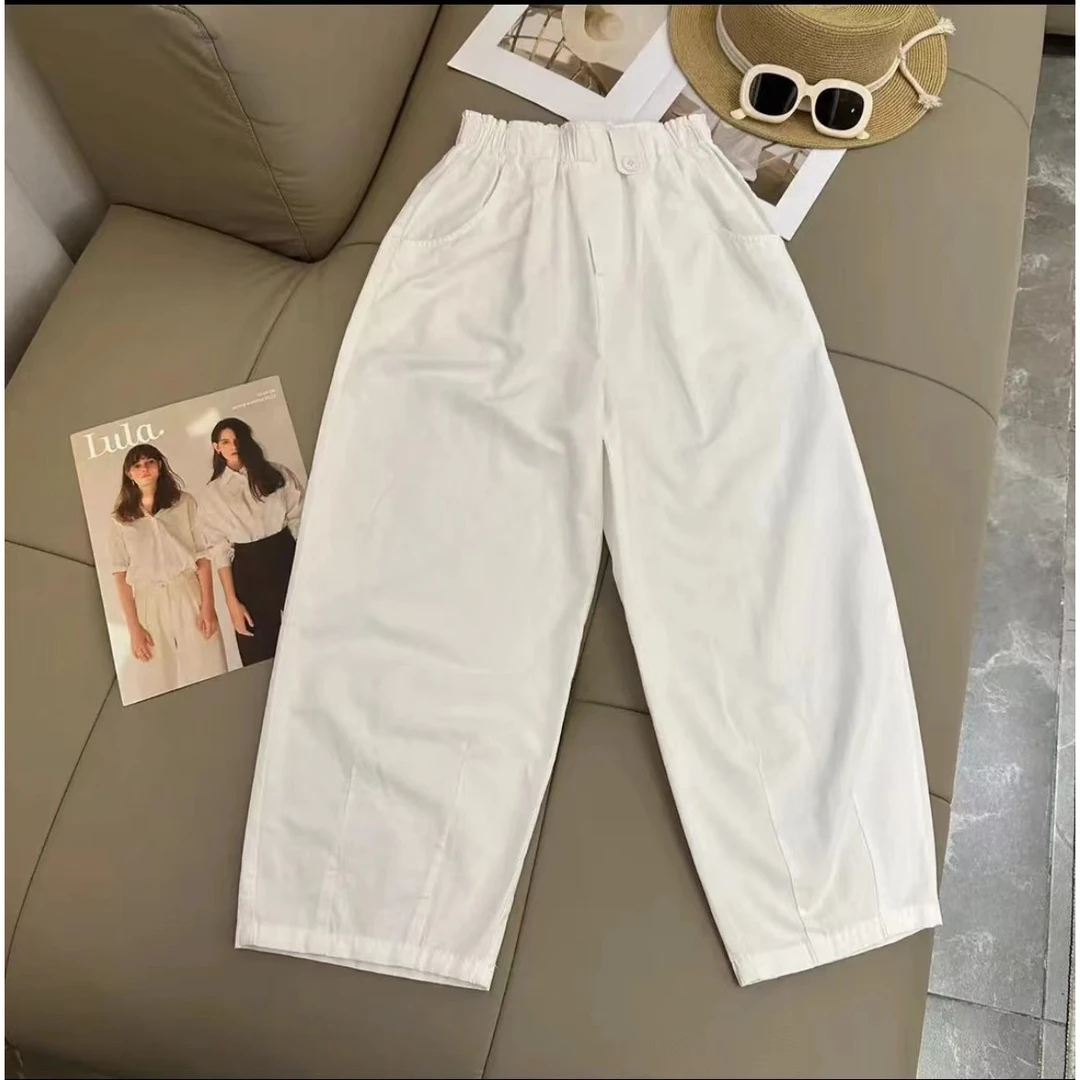 2025年夏季百搭高腰简约韩系显瘦直筒九分裤