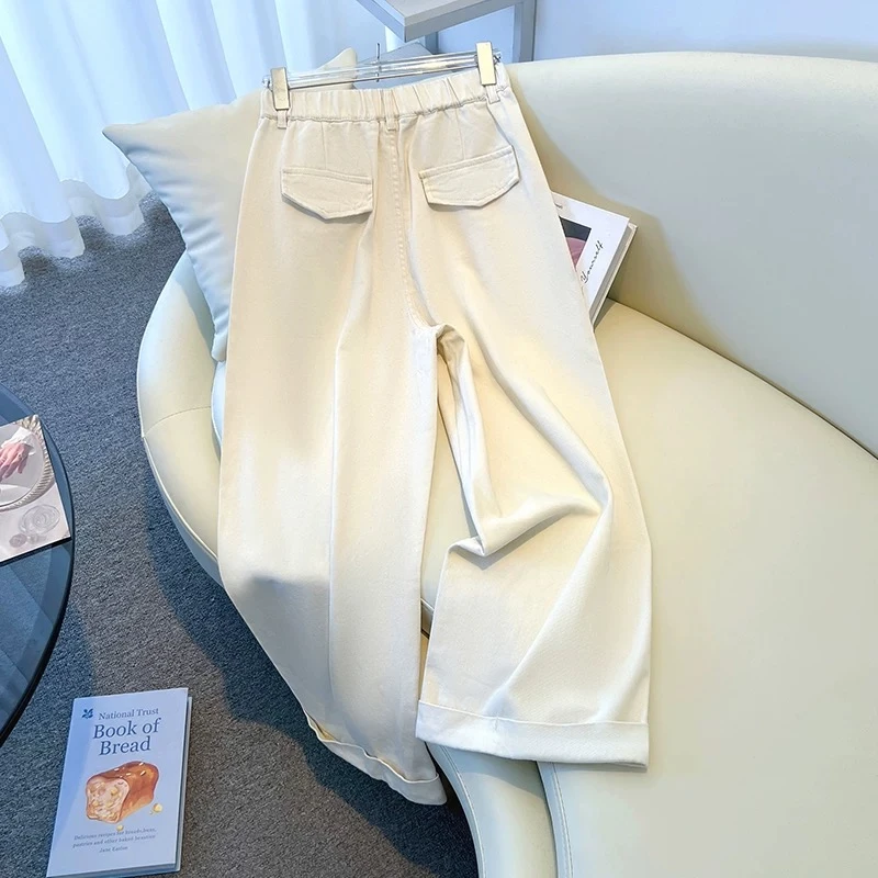 秋冬韩系小个子直筒休闲裤洗水棉九分阔腿裤棉布超柔加绒