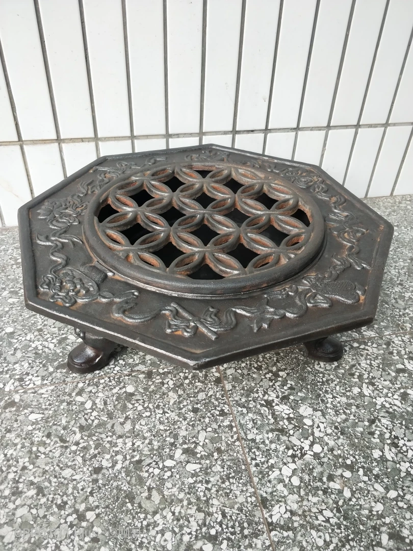 复古铁铸煮茶烧烤暗八仙火盆重26公斤直径48 口径30  高17深9.5
