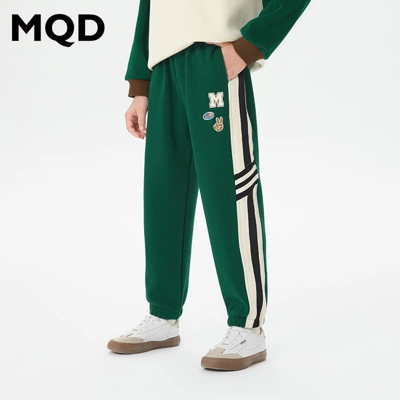 MQD童装儿童冬季新款加绒加厚针织长裤宝宝舒适保暖裤子9634W16A7