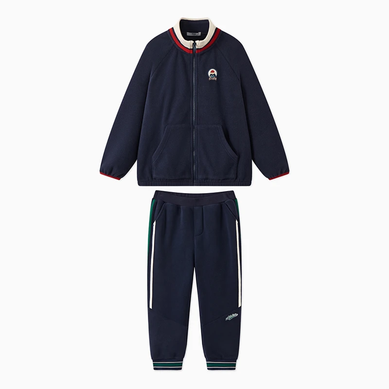 MQD童装儿童24秋季新品学院风撞色摇粒绒套装TCW0841D