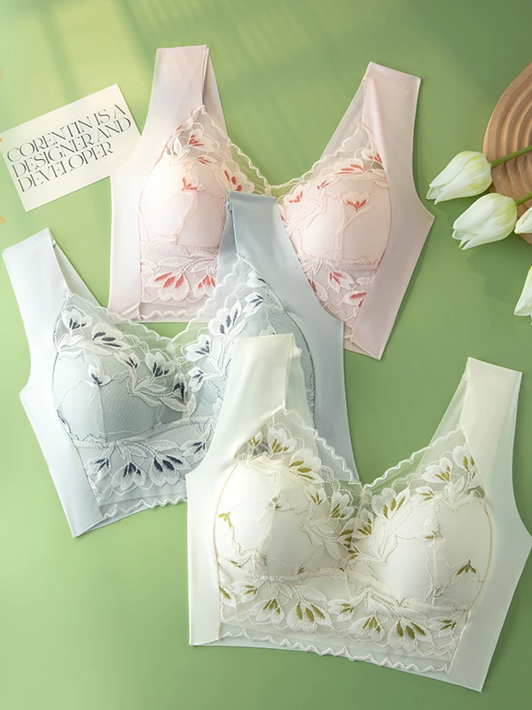 倩朵薇9923新款春夏性感蕾丝聚拢无钢圈美背背心式大码内衣女