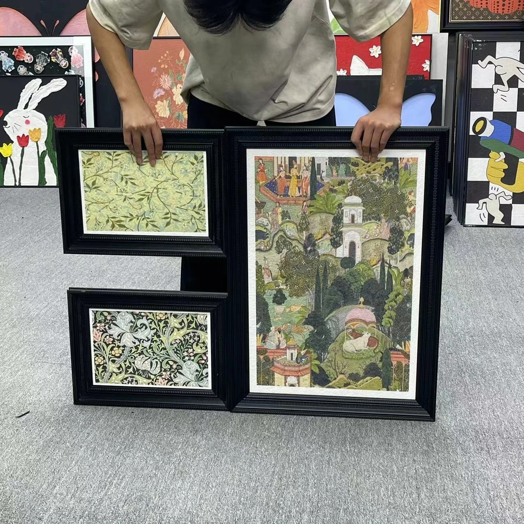 新古典装饰画客厅挂画清洁背景墙壁画法式中古风墙面餐厅挂画3570