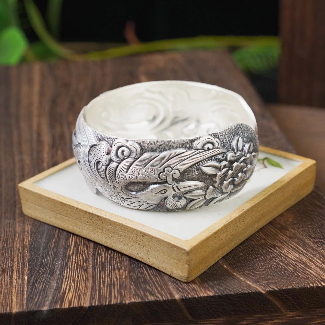 足银手镯 【宝陀明月】凤凰展翅手镯