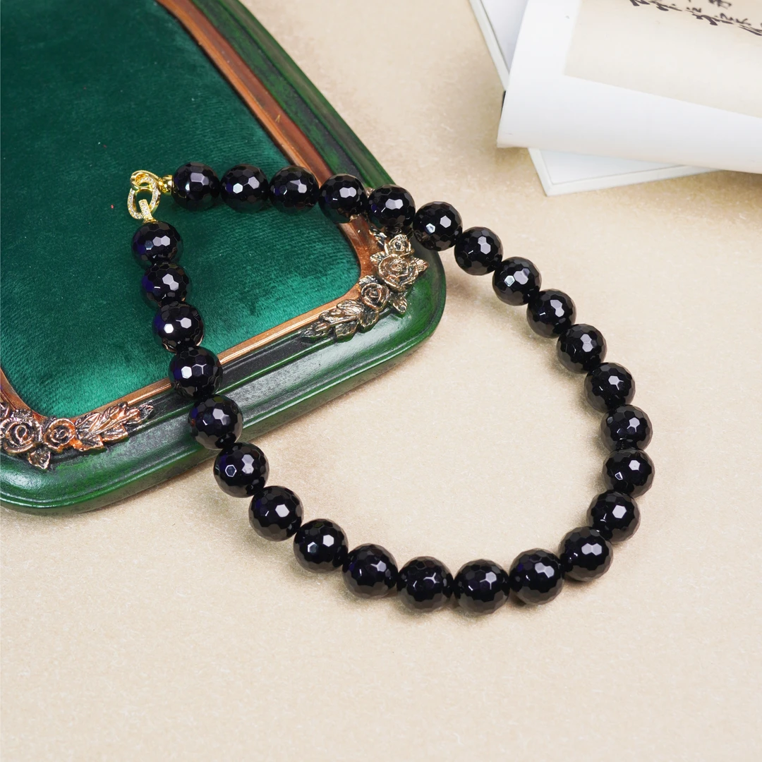 玛瑙项链【宝陀明月】黑玛瑙切面围脖颈链