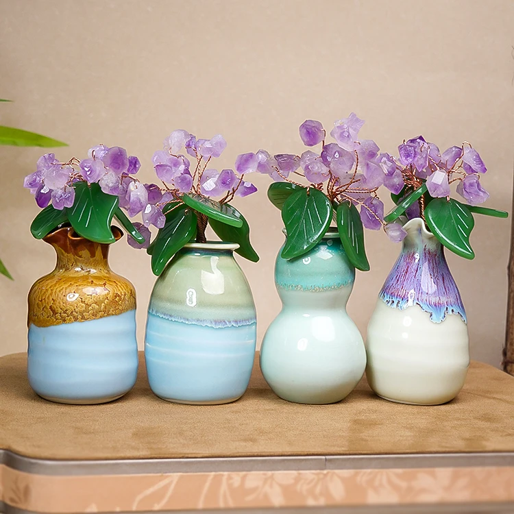 水晶摆件【宝陀明月】紫水晶精美花瓶摆件（随机发其一）