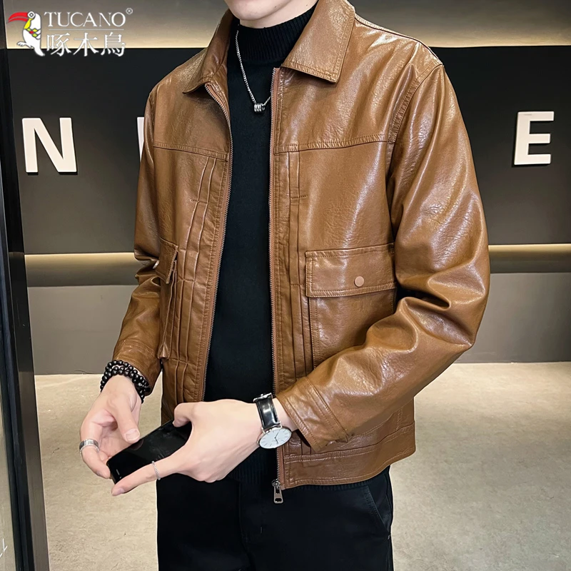 TUCANO/啄木鳥海宁正品皮衣男士秋冬季夹克机车外套男潮流休闲潮