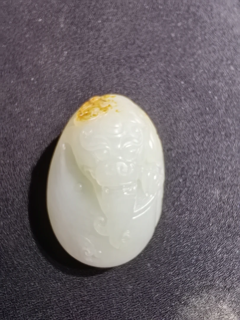 和田白玉貔貅手把件