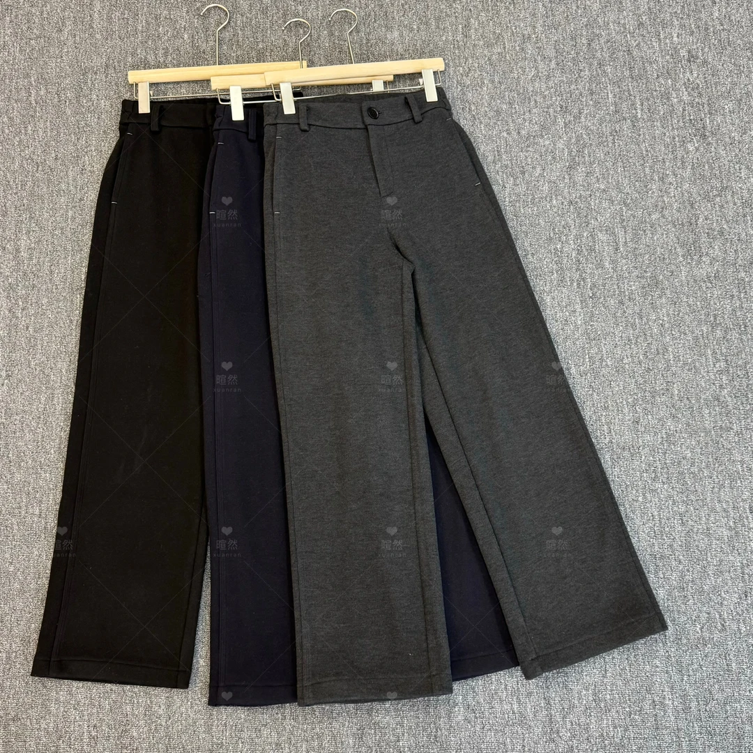 【渲渲推荐】L-87373秋冬显瘦时尚休闲宽松设计师小窄版加绒直筒裤