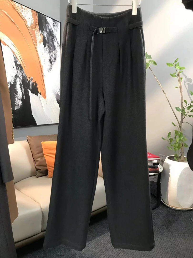 2024春秋纯色洋气显瘦气质简约女士直筒休闲裤时尚百搭