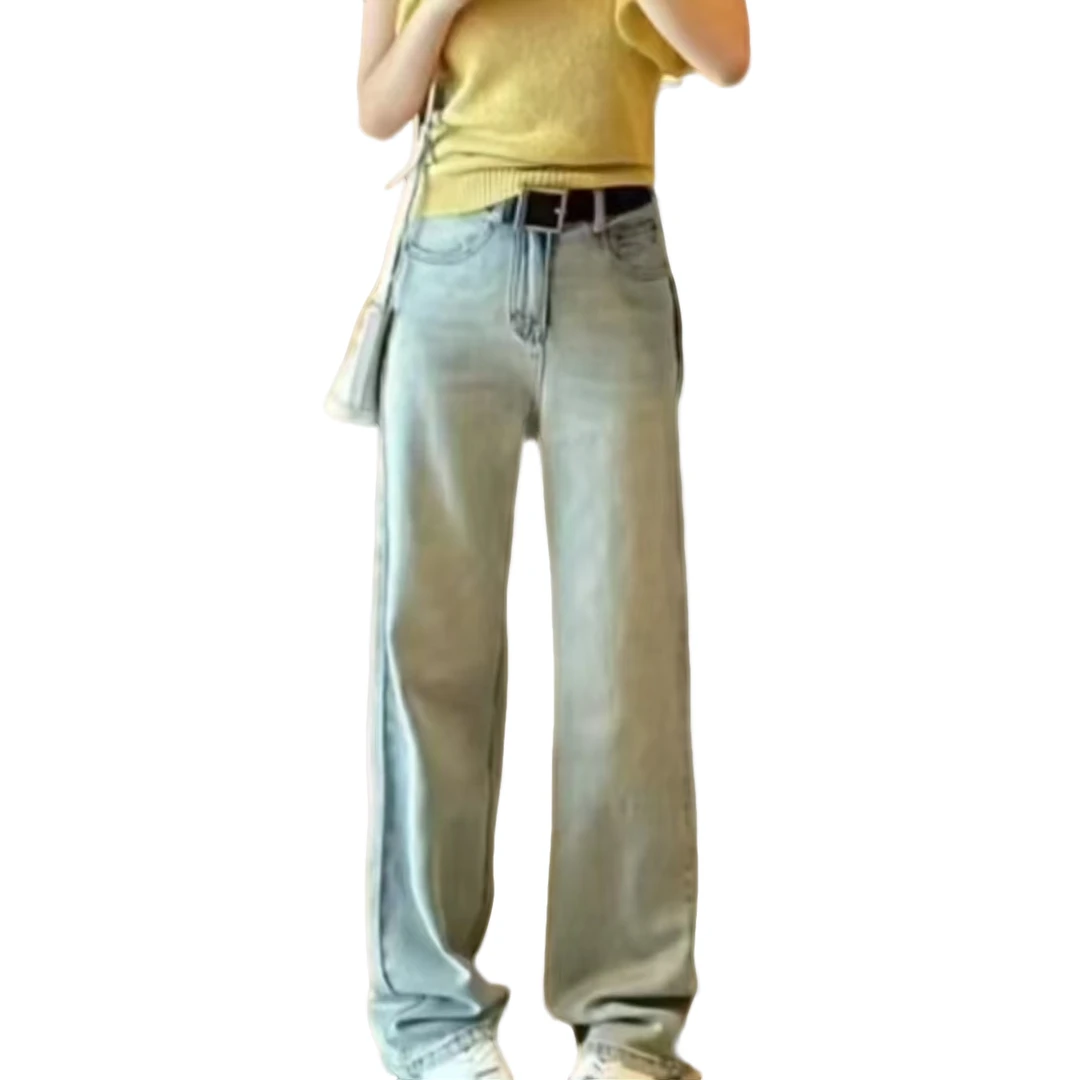 春秋冬时尚休闲简约大气牛仔裤百搭设计感宽松简约水洗秋季显瘦