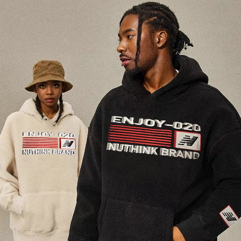 Nuthink秋冬加厚摇粒绒刺绣外套卫衣潮流男女同款