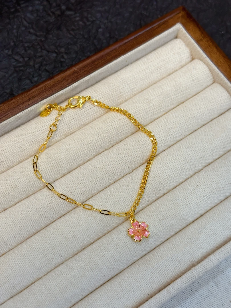 铜合金手链 桃之夭夭手链气质轻奢时尚简约饰品精致百搭小众ins