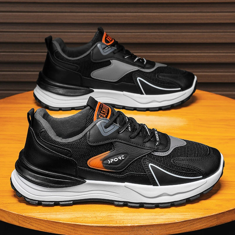 夏季新款潮流网面透气男鞋子男士时尚休闲防滑耐磨软底运动老爹鞋