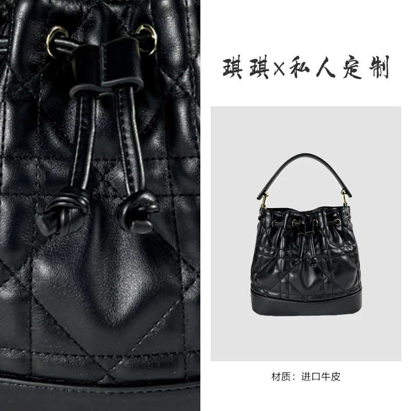 黑色绣线水桶&轻奢时尚藤格纹百搭手提斜挎包