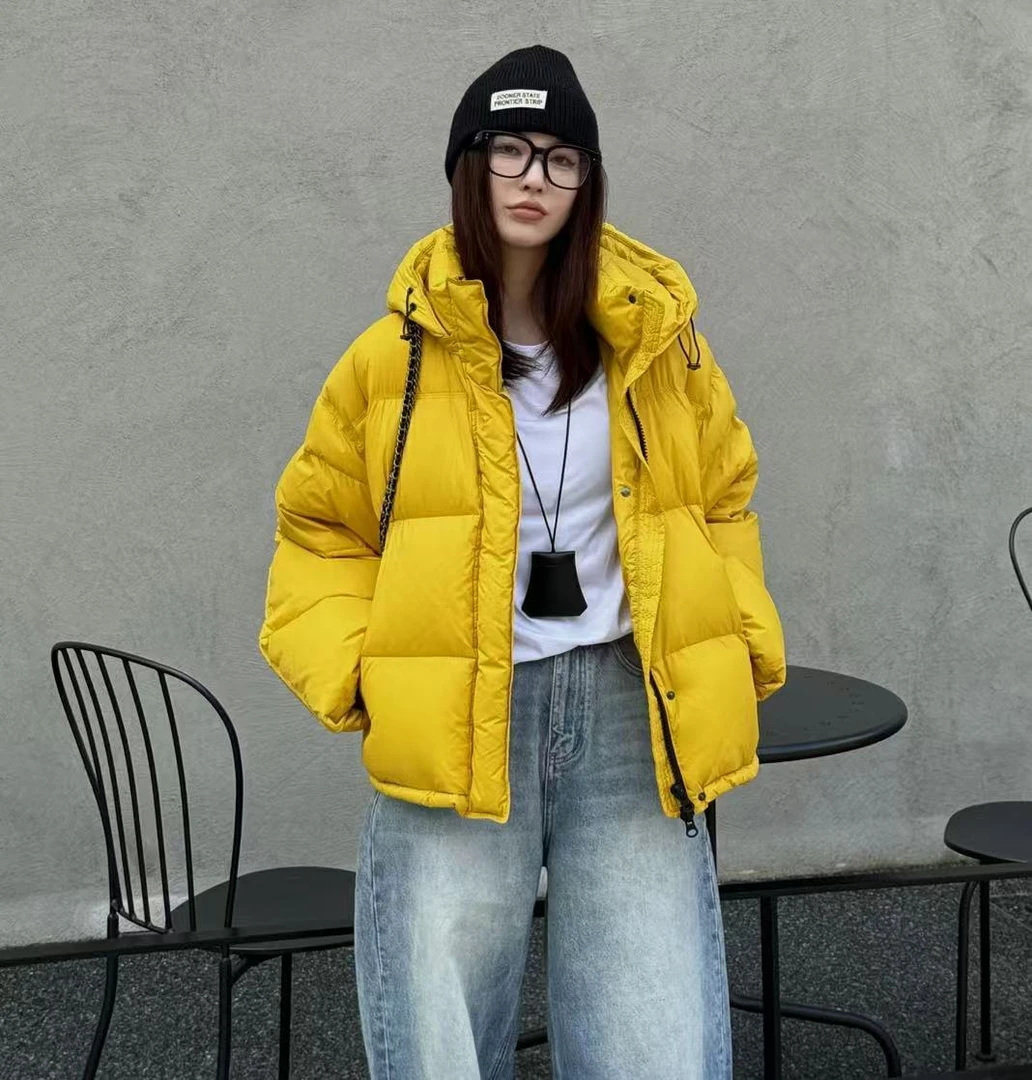 【郁儿严选】V006秋冬款韩版慵懒百搭立领连帽抽绳宽松面包羽绒服