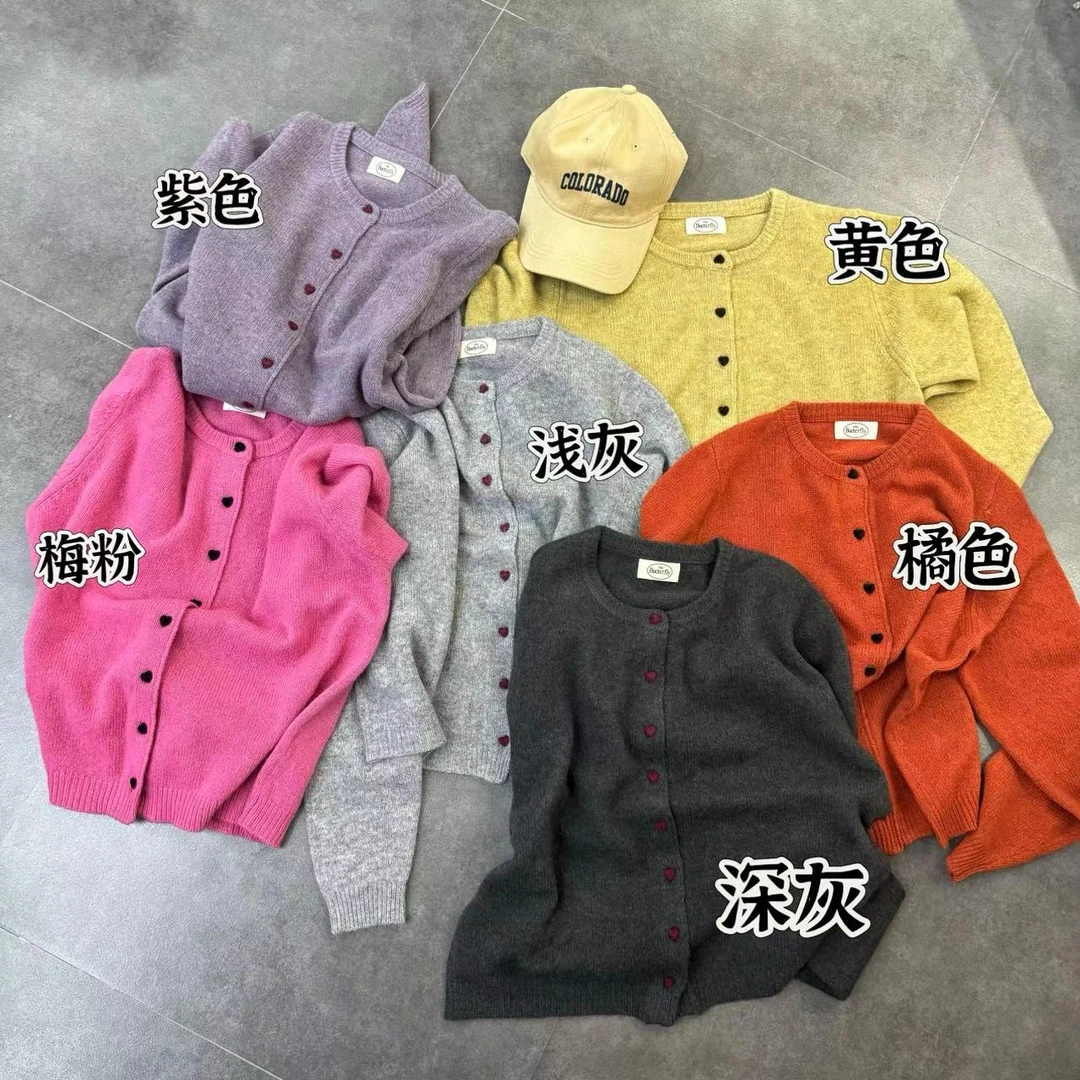 【郁儿严选】秋装新款时尚圆领排扣针织开衫长袖毛衣