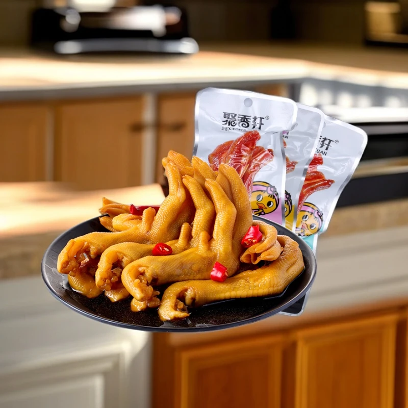 龙岩泡鸭爪香辣鸭掌熟食福建特产卤味鸭脚小零食小吃休闲5支装