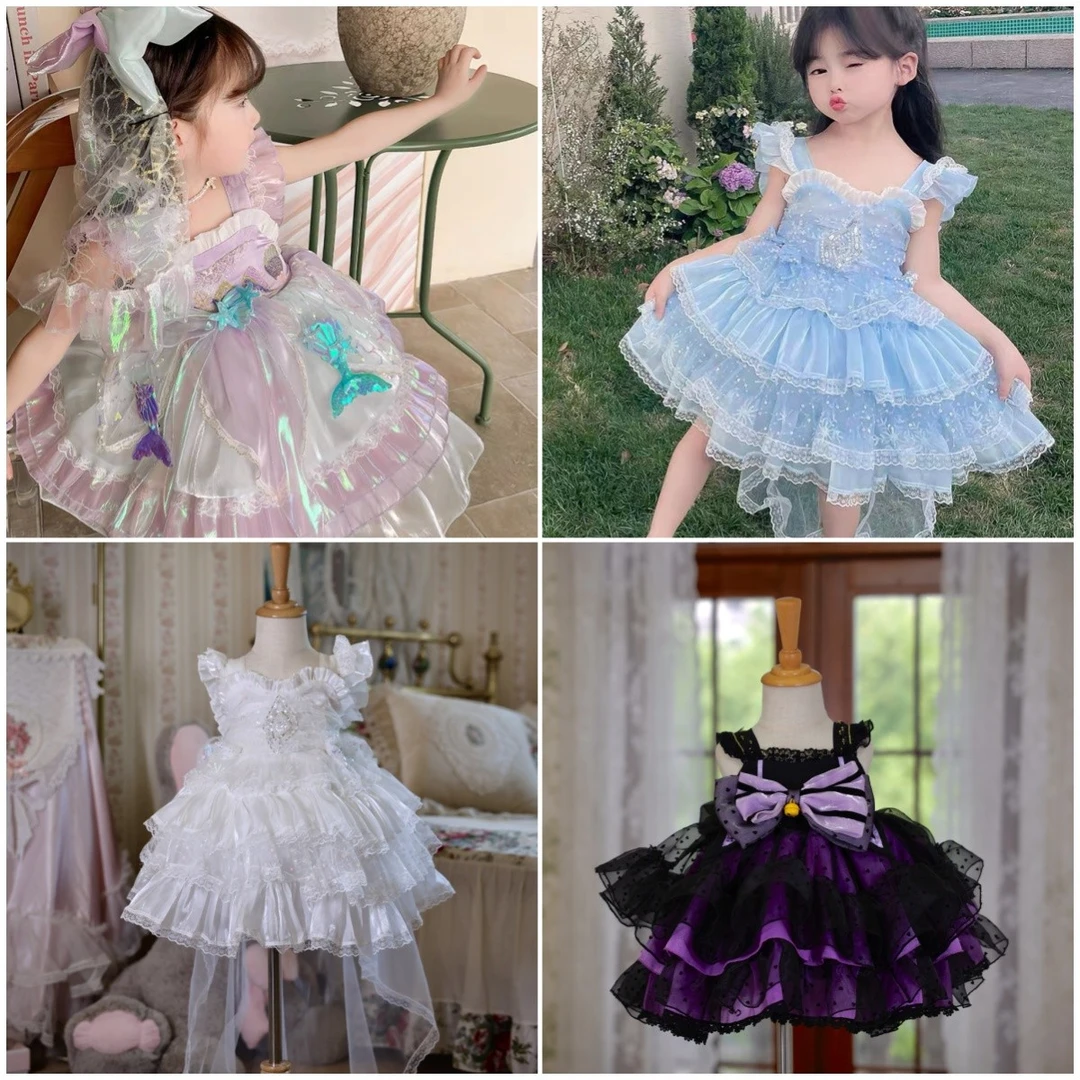 儿童裙子2024新款女童洛丽塔公主裙小童宝夏装韩版连衣裙夏装-E