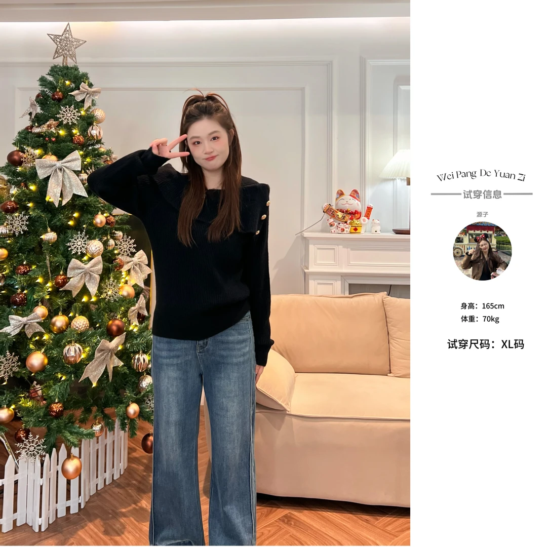 NANXU/楠序迪迪【小法式】微胖女装 2024年秋冬新品毛衣女款YZ33273