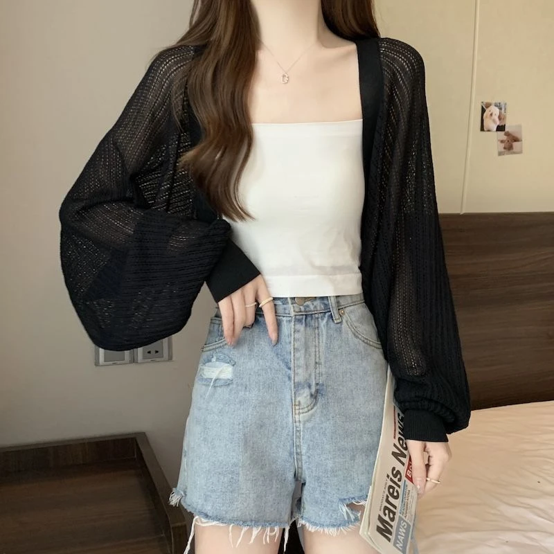 2025夏季新款韩版大码胖妹妹女装法式蝙蝠袖针织防晒开衫外搭上衣