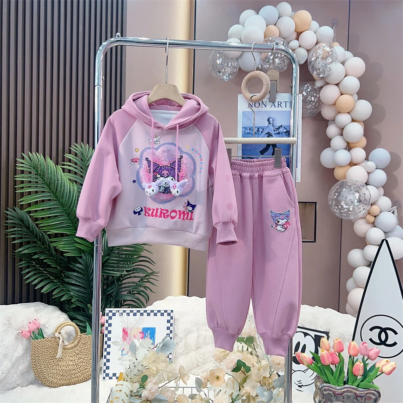 女童春秋多巴胺套装2025新款网红洋气时髦中大童库洛米卫衣两件套