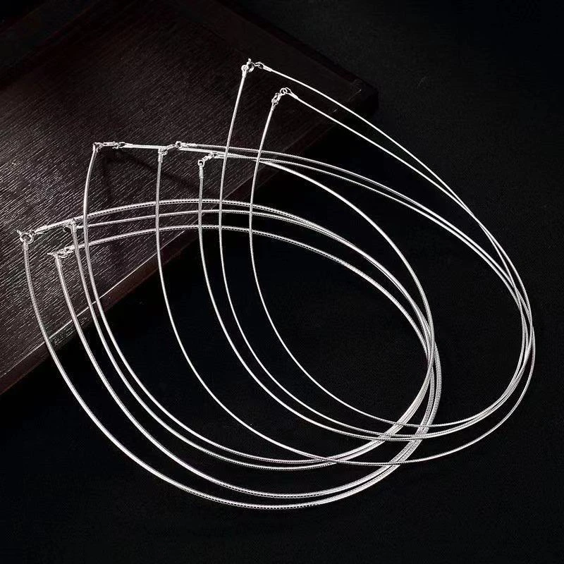 链子925银 小郑银饰百搭项圈气质时尚简约光面素款单圈，默认s钩