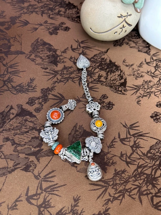 925银手链 小郑家纯银手工簪刻手链