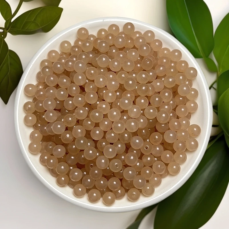 天然散珠 玛瑙圆珠(藕粉)【M006】6mm 30颗6.8元