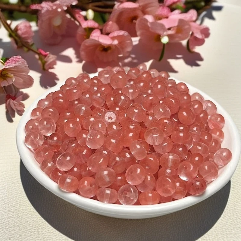 天然散珠 玛瑙算盘珠(樱花粉)【M034】8x5mm 35颗13.8元