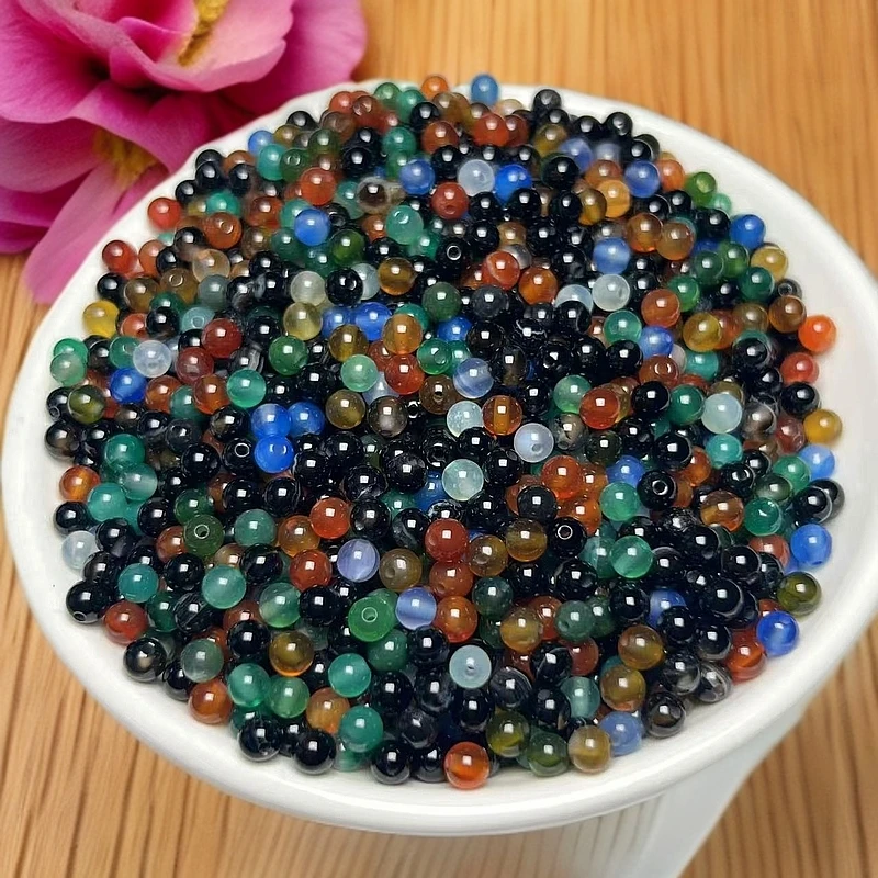 天然散珠 玛瑙圆珠(多宝)【M032】4mm 100颗14.8元