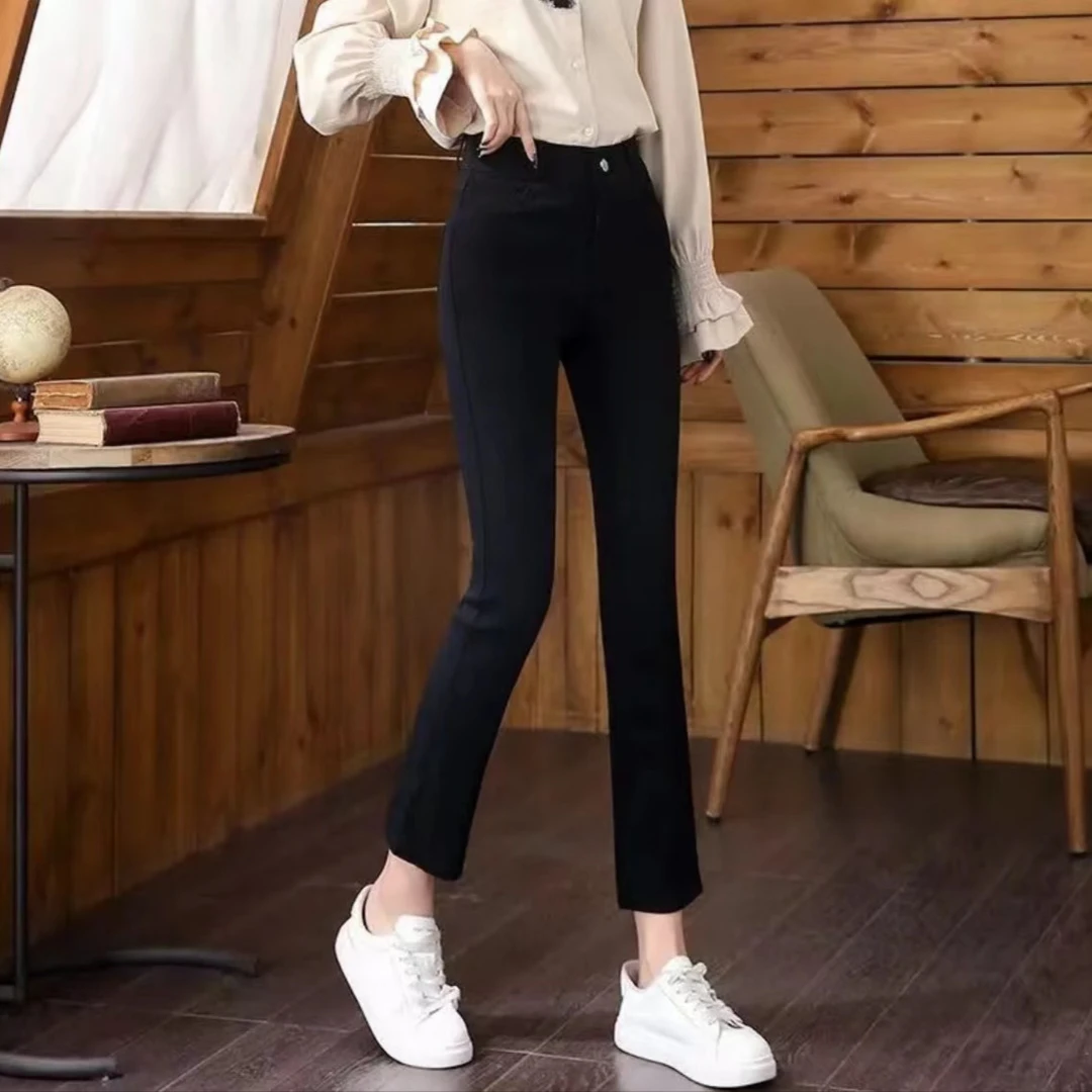 修身复古高腰女装裤子