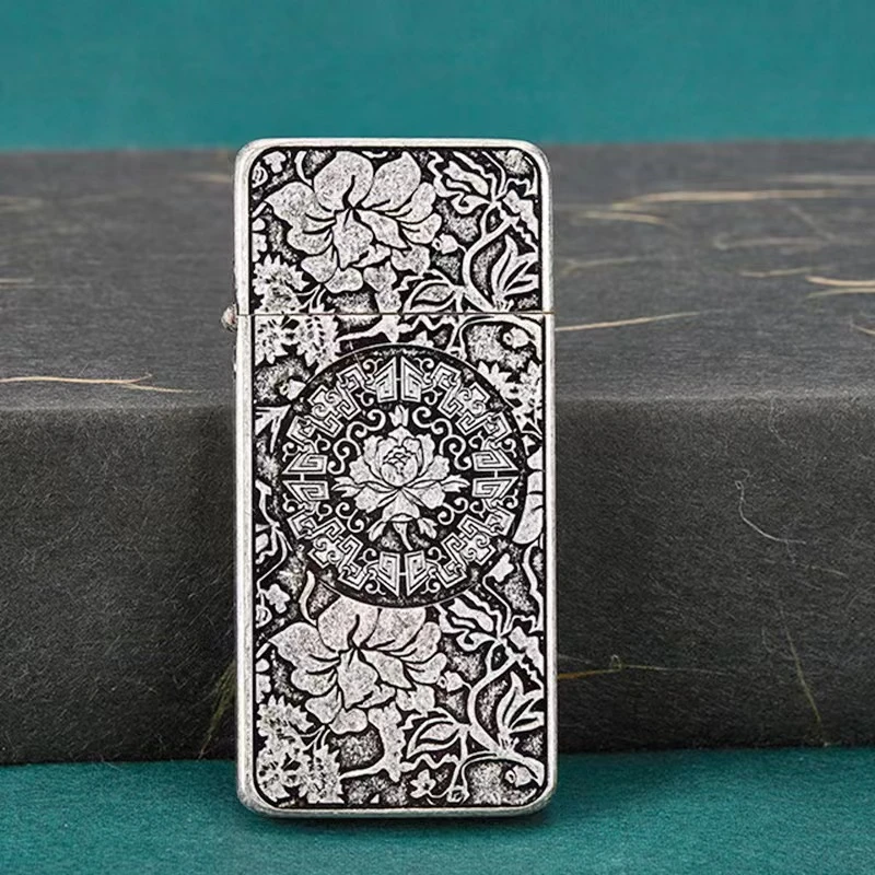 ZORRO佐罗  超薄古银牡丹  ZS5-313  打火机