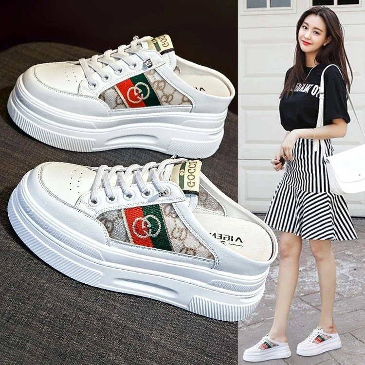 2024春季新款包头拖鞋女厚底内增高凉鞋女夏季白色百搭外穿拖鞋