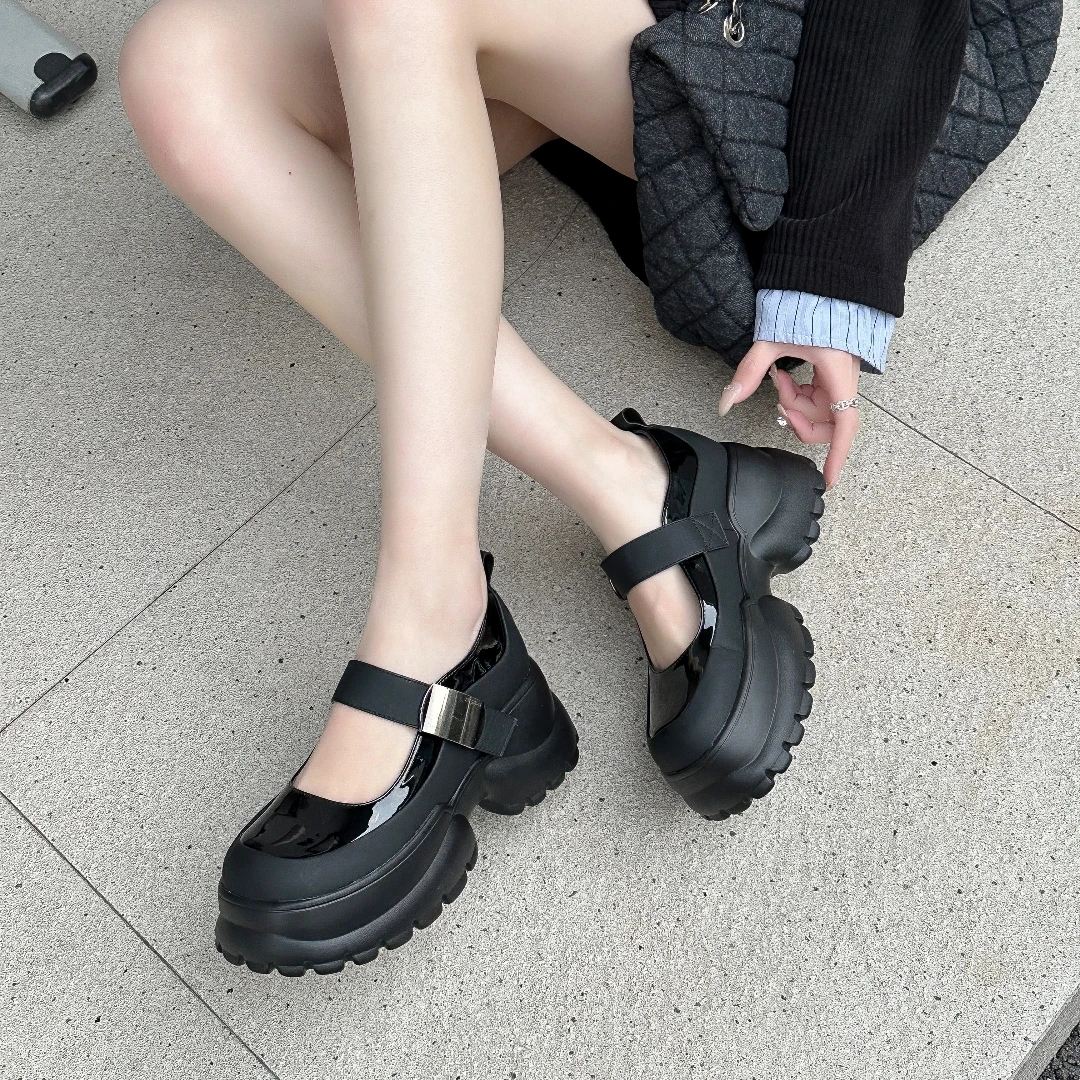 水慕雪厚底增高玛丽珍鞋女2024春季松糕小皮鞋学院风乐福鞋单鞋