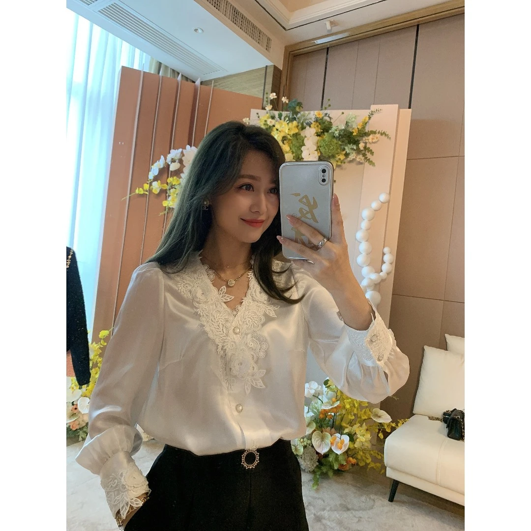 W·HAHA【南法衬衫】法式气质温柔风醋酸衬衣W7002