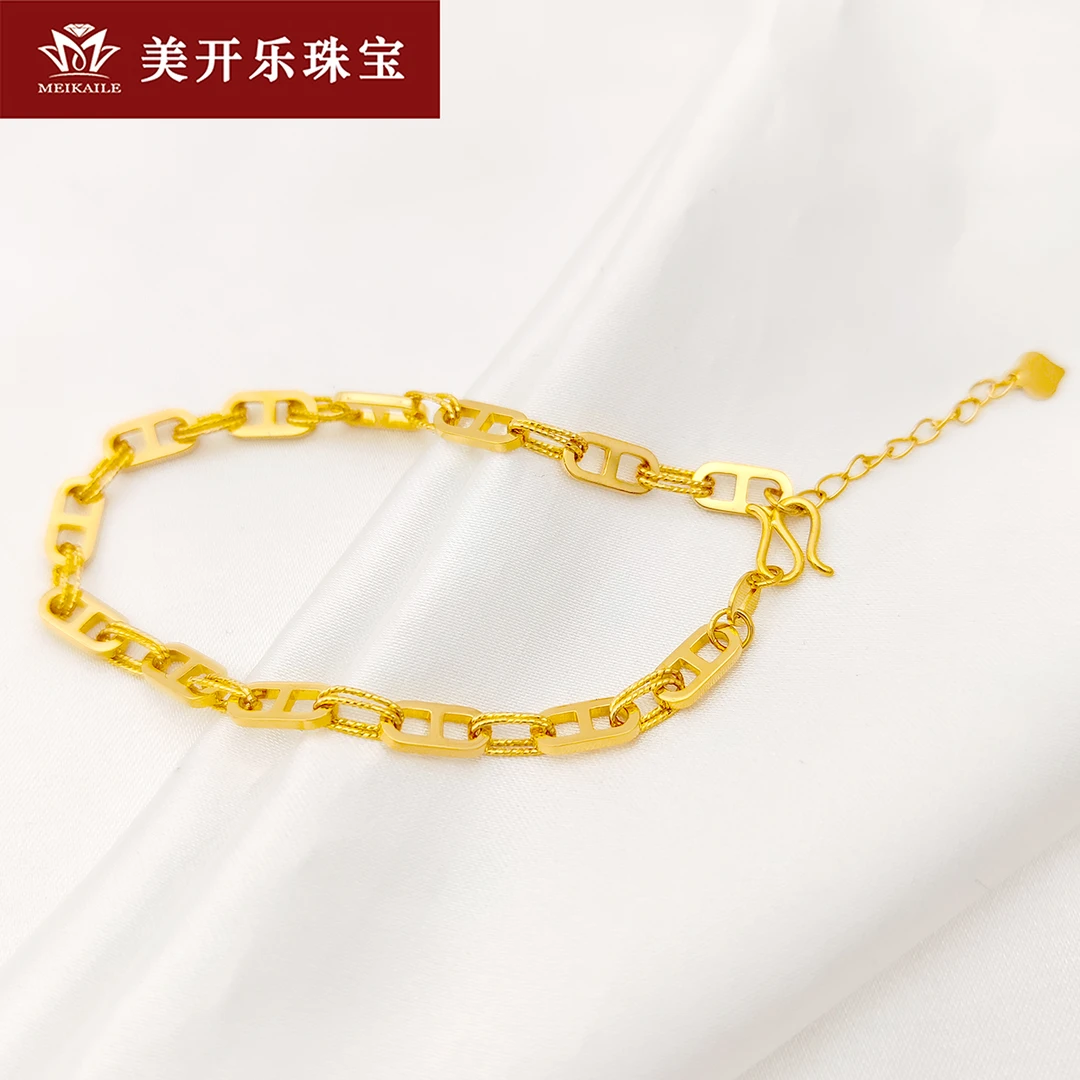 【旗舰131】美开乐黄金手链猪鼻子环环相扣足金可调节按克计价女款