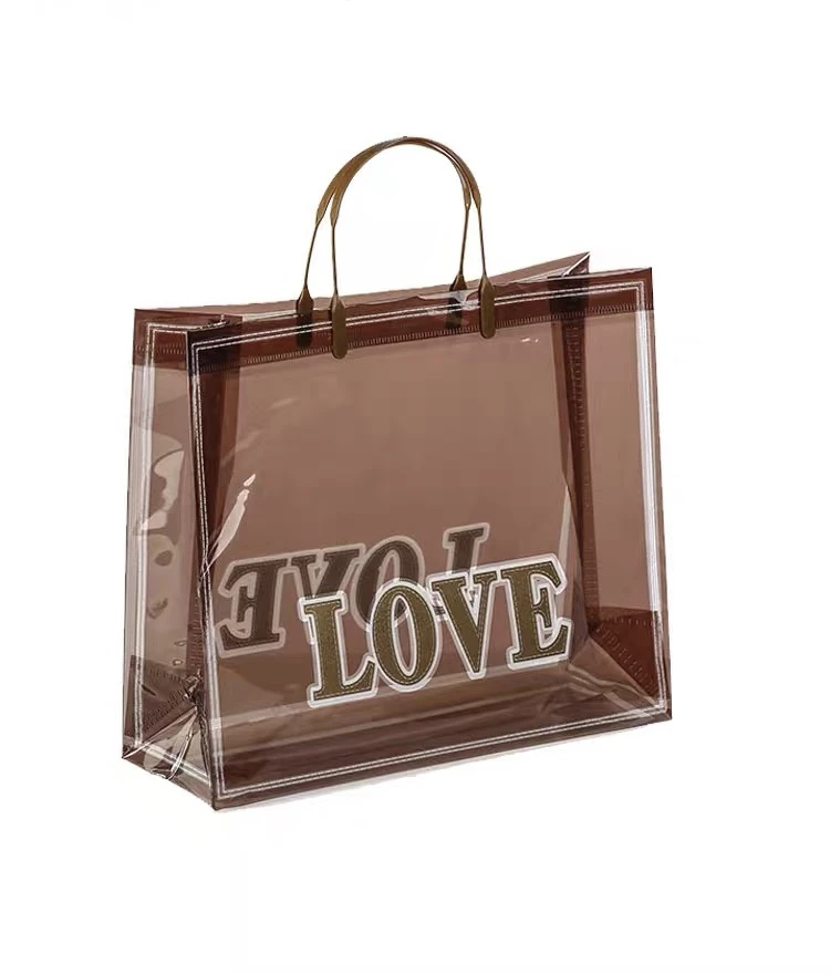 透明棕色复合叉耳袋免税店袋服装店袋子礼品包装袋防水定制