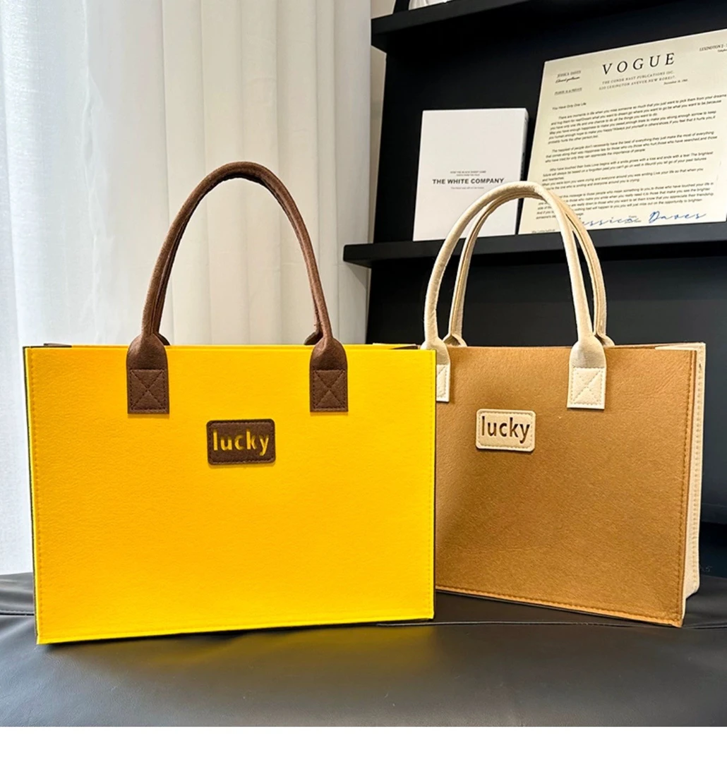 新款时尚拼色毛毡包手提包妈咪百日宴礼品购物包女生小伶包可定制