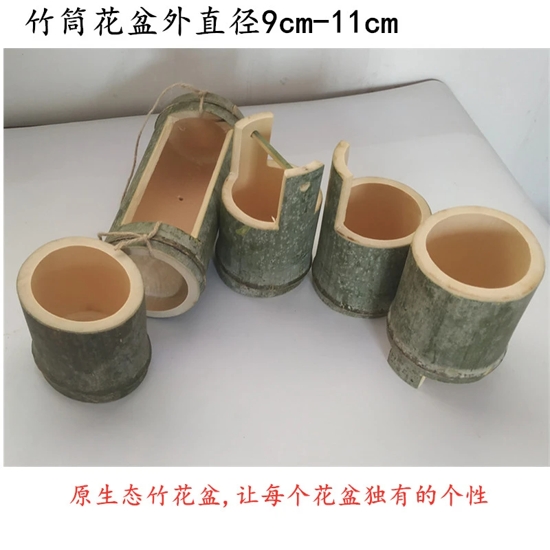 大号竹制花盆田园多肉竹花桶个性竹花器原生态新鲜竹筒花架桌面挂