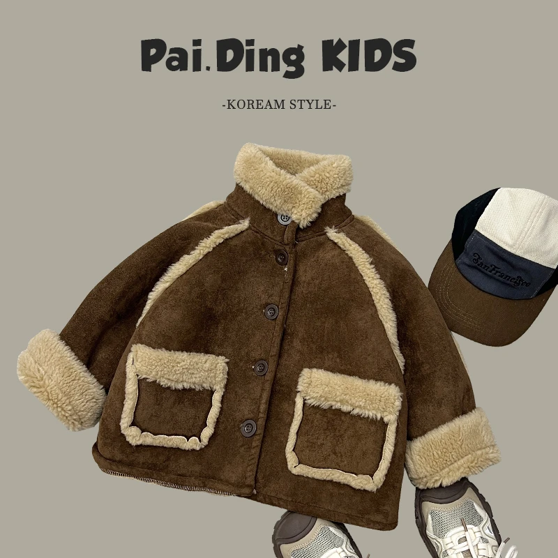 现货-【兔小呗】冬装儿童韩版美拉德色系撞色加厚休闲外套SJ4423