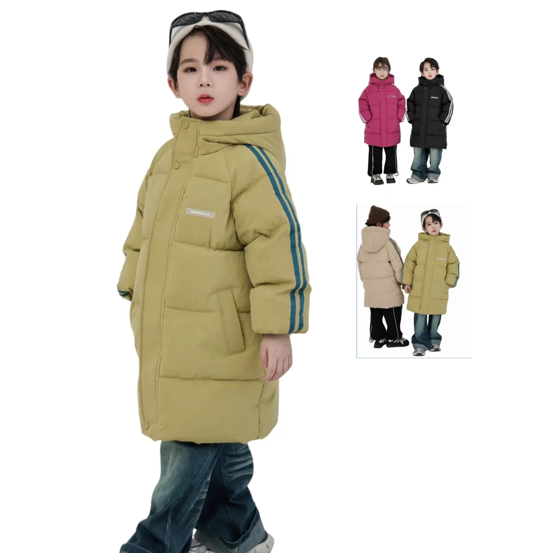 2025新款中长款儿童棉服男童宝宝加厚冬季时尚外套女童连帽外出服