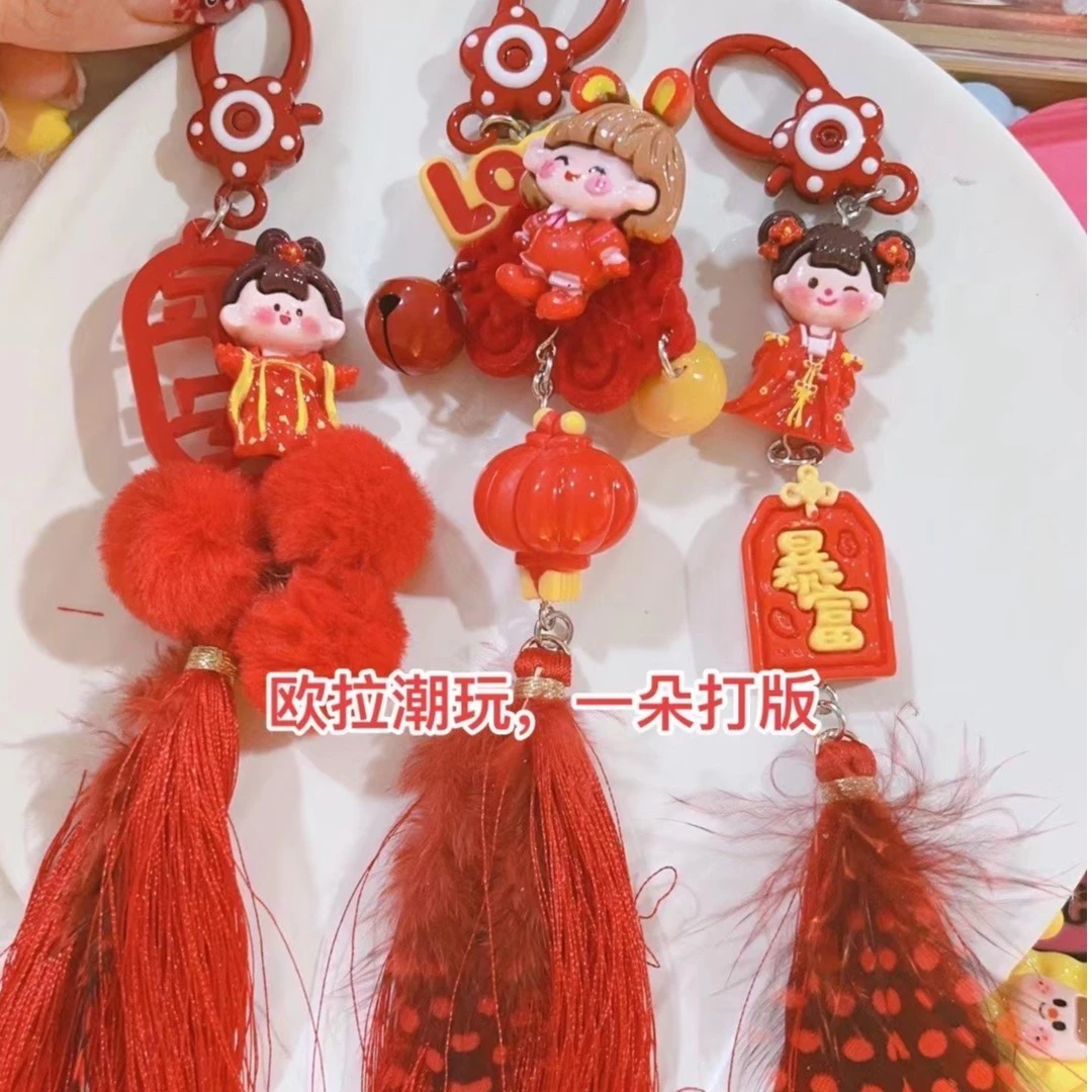 春节3单飞【0206E】卡通创意diy发夹手机链吊坠成品树脂配件配饰