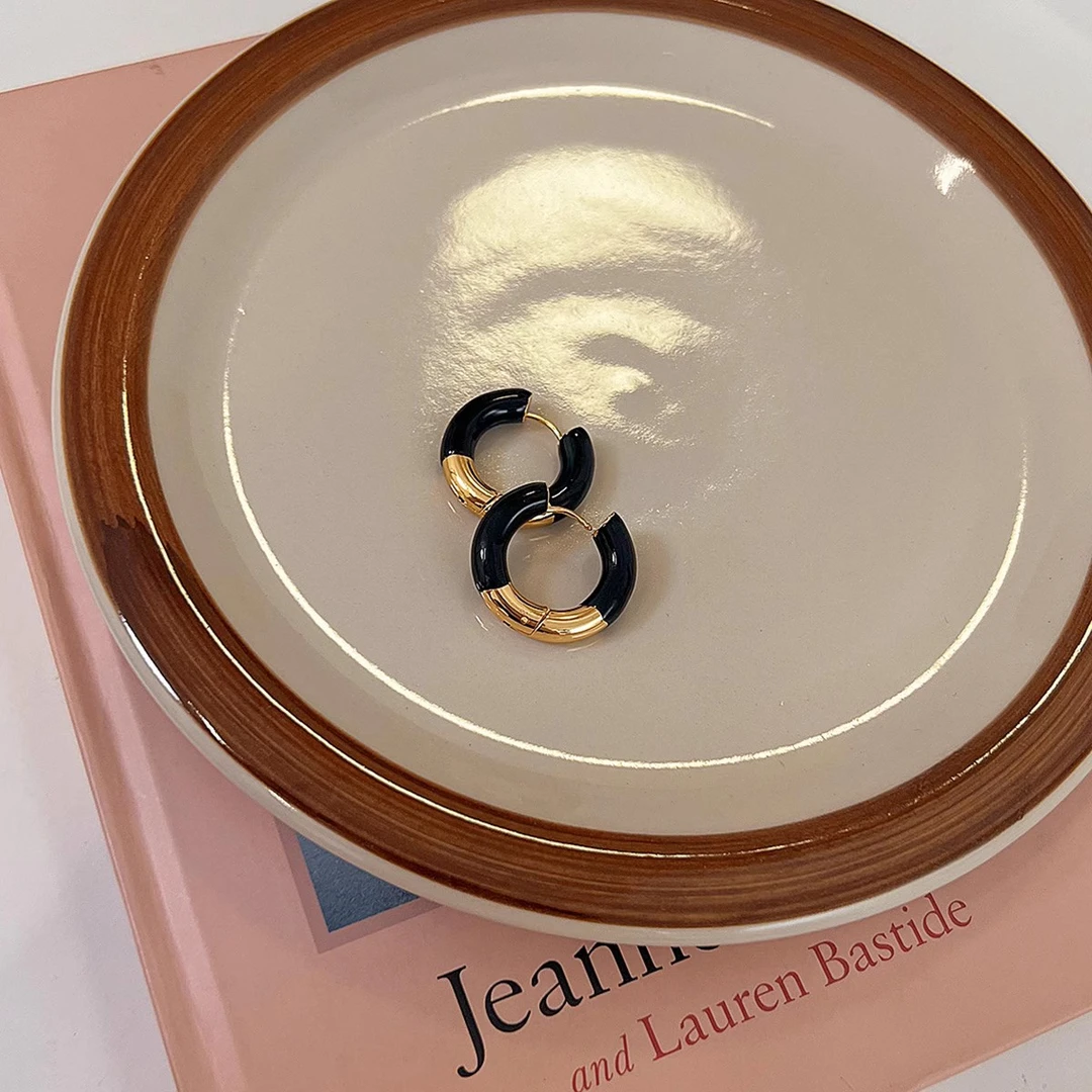 铜合金珐琅耳饰 甜酷滴釉个性耳环女法式轻奢高级感小众设计耳扣